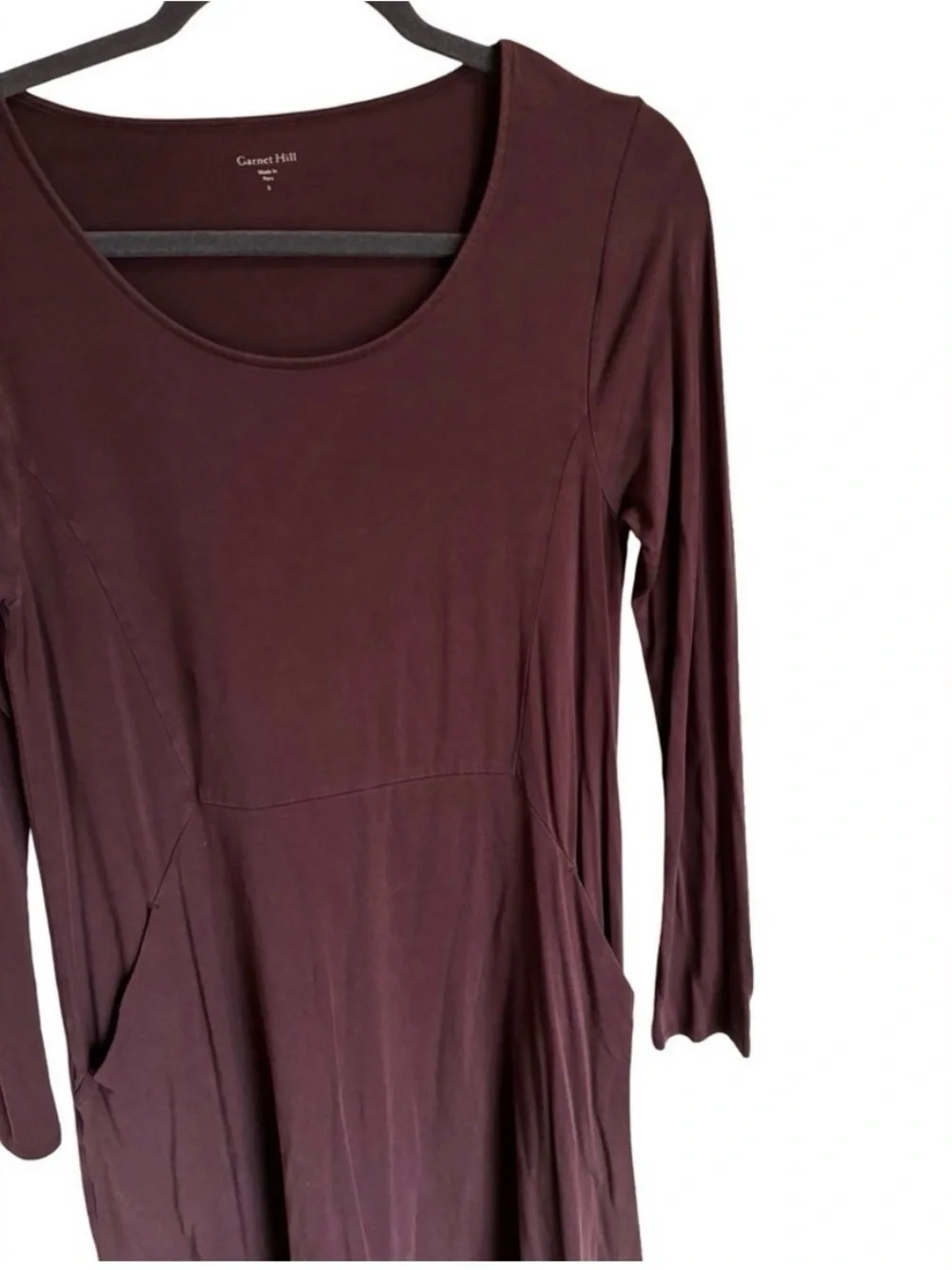 Garnet Hill Brown Long Sleeve Scoop Neck Casual Dress - Picture 3 of 7